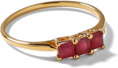 Miniatura 5 de YoTreasure Anillo de oro amarillo de 10 quilates con relleno de vidrio de 0.66 quilates, Metal Piedra preciosa Metal, rubí lleno de vidrio
