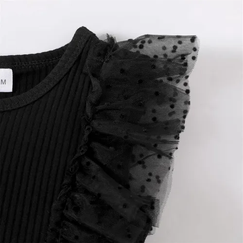 Miniatura 4 de Vestido de princesa 100 % algodón sin mangas tutú vestido de verano para niñas pequeñas, vestido de malla con volantes 3M-3Y