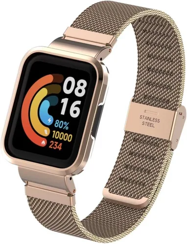 Compatible con Redmi Watch 2 Lite, correa de repuesto de metal de acero inoxidable compatible con Xiaomi Mi Watch Lite 2 Smart Watch Oro rosa