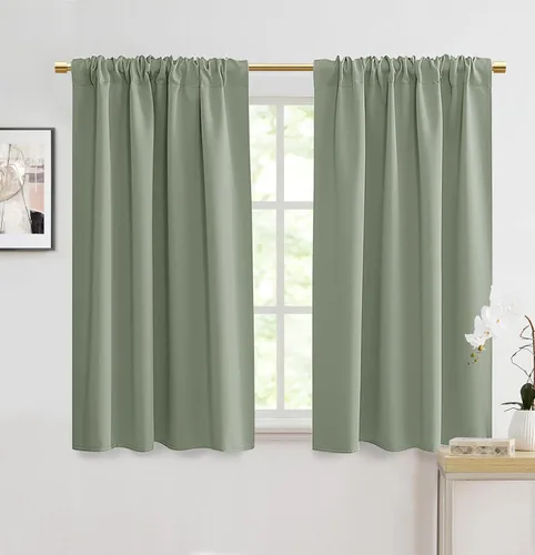 Miniatura 12 de Cortinas opacas de 48 pulgadas de largo, 34 pulgadas de ancho x 48 pulgadas de largo, cortinas opacas cortas con aislamiento térmico para Beige