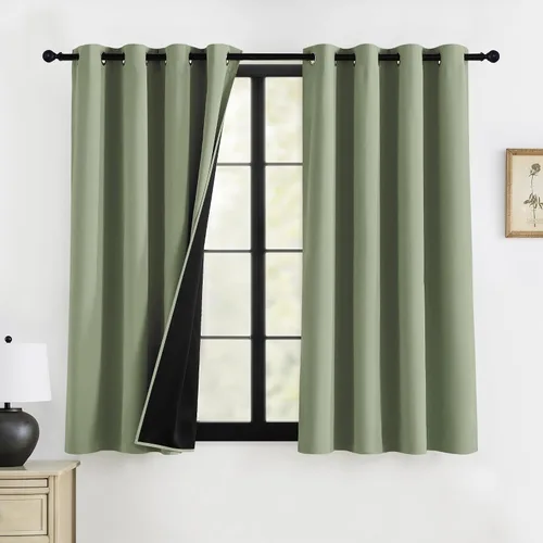 Miniatura 33 de RYB HOME Cortinas opacas grises de 63 pulgadas de largo para dormitorio, cortinas de ventana 100% opacas con aislamiento térmico y reducción