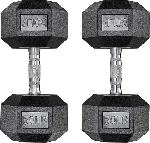 Miniatura 8 de LIFERUN Juego de 2 mancuernas hexagonales de hierro fundido con revestimiento de goma, 30 a 85 libras, mancuernas libres