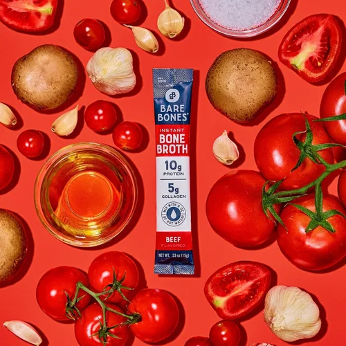 Miniatura 6 de Mezcla instantánea Bare Bones de caldo de huesos, de huesos, de res, 10gr de proteína, apto para dieta Keto y Paleo, sobres en barras de 0.53 oz