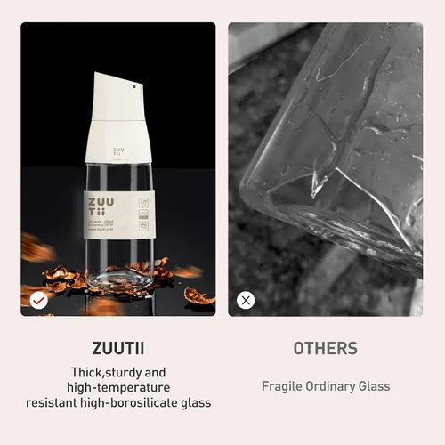Miniatura 6 de Dispensador de Aceite de Oliva Zuutii, Envase de Aceite sin Goteo para Cocina. Dispensador de Vinagre, Botella de Vidrio para Cocina, 500ML, Crema