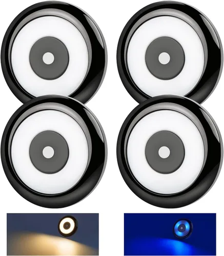 Acegoo Lámpara LED de disco para RV, furgoneta camper, 3' de techo y luz inferior, 12V para autocaravana, barco, camión, remolque, coches, con