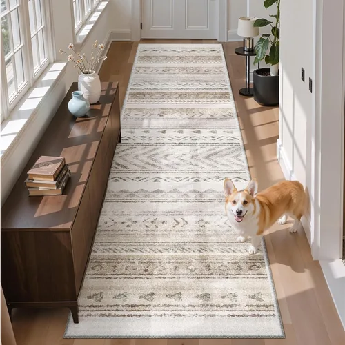 Miniatura 22 de Art&Tuft Alfombra de área de 8 x 10 pies, súper suave, ultrafina, marroquí, lavable, antideslizante, para sala de estar, plegable, geométrica, Gris