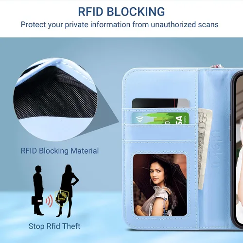 Miniatura 5 de ULAK Funda tipo cartera compatible con iPhone 13 para mujer, piel sintética de alta calidad con tarjetero, función atril, funda tipo cartera