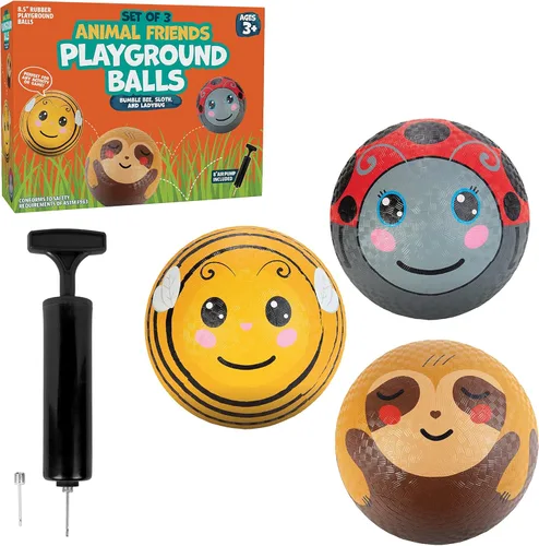 Miniatura 9 de SCS Direct Gaga - Juego de 3 pelotas de juego (8.5 pulgadas) con bomba de aire, paquete de goma duradera para dodgeball, kickball, juego
