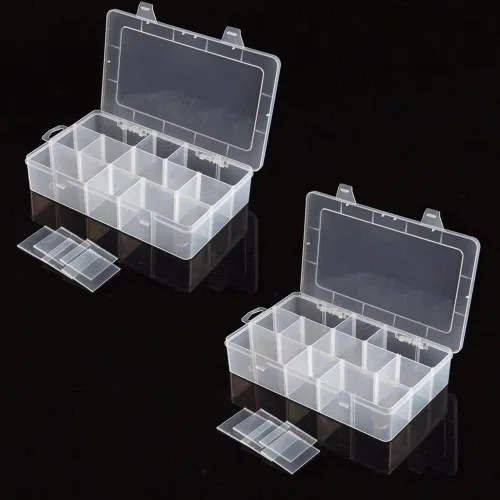 Miniatura 6 de Caja de almacenamiento organizadora de hilo de coser de 15 rejillas grandes, con divisores ajustables, soporte de plástico transparente