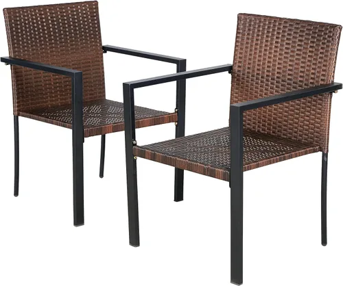 BTEXPERT Juego de 2, juego de comedor de mimbre para patio, jardín, césped, porche, terraza, sillas de gas para interiores, sillas de ratán al aire
