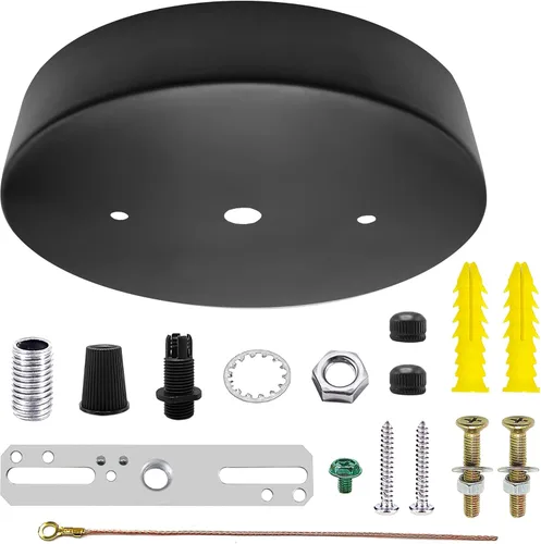 ECUDIS Kit de toldo de luz colgante, placa de cubierta de lámpara de techo de 4.7 pulgadas con accesorios de montaje para candelabro, toldo de Negro