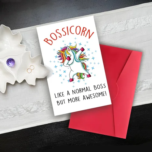 Miniatura 6 de Maravillosa tarjeta del día del jefe: divertido Bossicorn para Boss Manger - Tarjeta de cumpleaños humorística