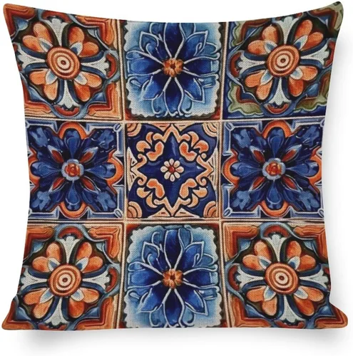 Miniatura 8 de Funda de cojín de lino con diseño de rayas bohemias, estilo bohemio, mexicano, retro, multicolor, funda de almohada decorativa de tela de lino