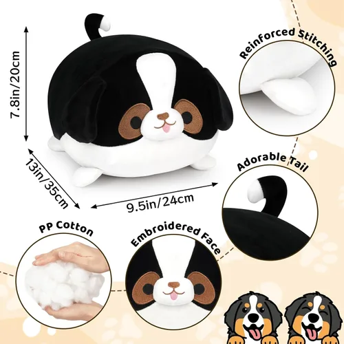 Miniatura 2 de Perro de peluche de montaña bernesa, almohada de peluche de perro de 33 cm, lindos juguetes de peluche de perros grandes de montaña bernesa, suave