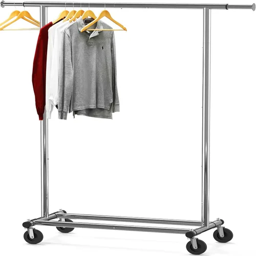 Miniatura 9 de Simple Houseware - Perchero de ropa resistente, sostiene hasta 150 lbs, varilla extensible de 42 a 67 pulgadas, negro