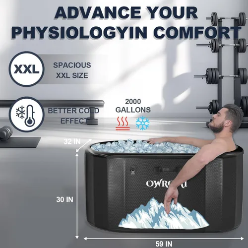 Miniatura 4 de Bañera de hielo inflable para atletas, bañera de inmersión fría con tapa, compatible con enfriador de agua, bañera grande XXL fría para terapia