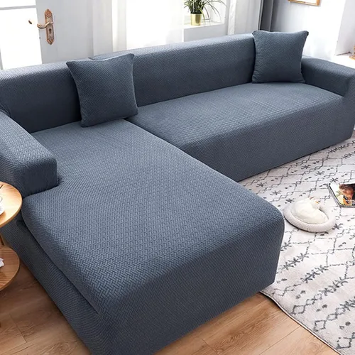 Miniatura 9 de ZPEE Fundas de sofá de forro polar en forma de L, funda elástica suave para perros, mascotas, sala de estar, protector de muebles, funda Azul