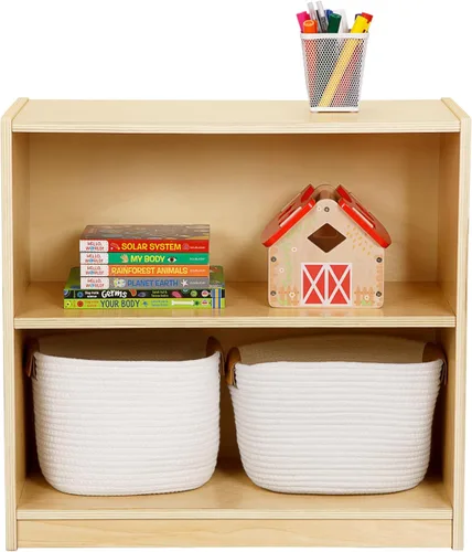 Miniatura 10 de OOOK Armario esquinero de madera, organizadores y almacenamiento de juguetes de 2 niveles, estante Montessori para habitación de niños, sala