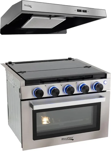 Miniatura 9 de Estufa RecPro RV Negra Rango de gas de 17" de alto Tres quemadores de 6500 y 8000 BTU Horno de 7100 BTU con capacidad de 1.24 pies cúbicos