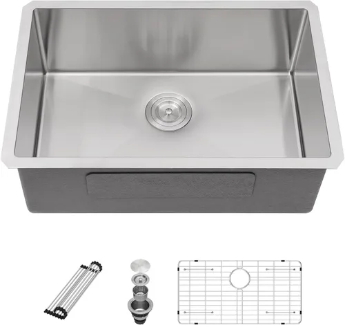 Miniatura 14 de Sarlai - Fregadero de cocina, de 30 x 18 pulgadas, empotrado, simple, de acero inoxidable calibre 16