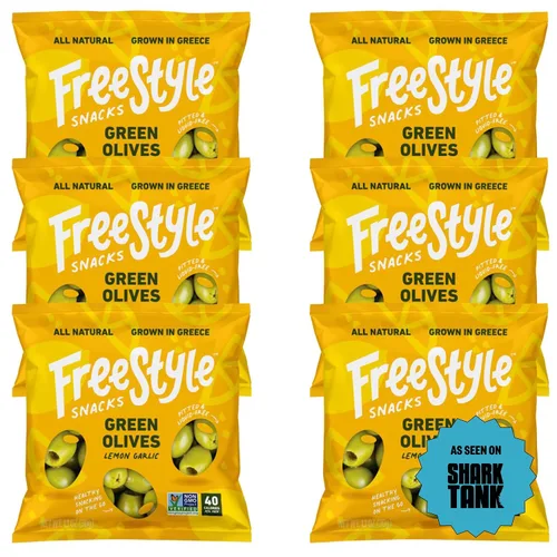 Miniatura 18 de Freestyle Snacks Paquetes de Aperitivos de Aceitunas – Porción Individual – Aceitunas Verdes Frescas Deshuesadas, Tamaño Jumbo, Cultivadas