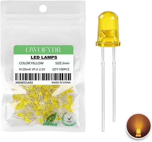Miniatura 26 de 100 lámpara LED de diodo de luz blanca cálida de 5mm (Lente Transparente Redonda DC 3V 20mA) Bombilla de iluminación, componente electrónico, luz