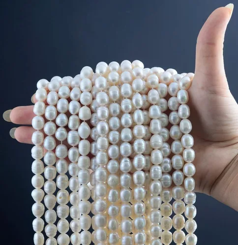 Miniatura 3 de Cuentas de perlas para fabricación de joyas, 100 piezas de 0.394 a 0.394 pulgadas (0.354-0.394 in) naturales auténticas de agua dulce cultivadas