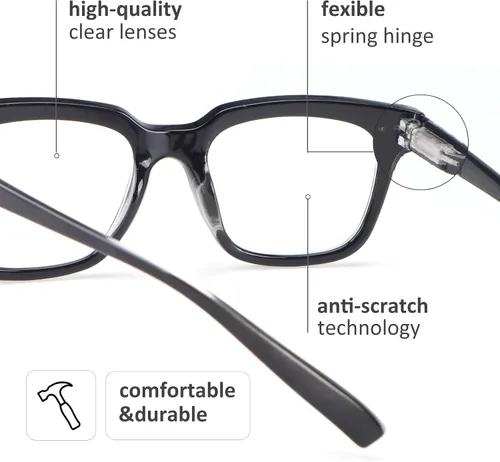 Miniatura 5 de Gafas de lectura para damas con bloqueo de luz azul, bisagra de resorte, lectores de computadora, gafas de moda para mujeres y hombres