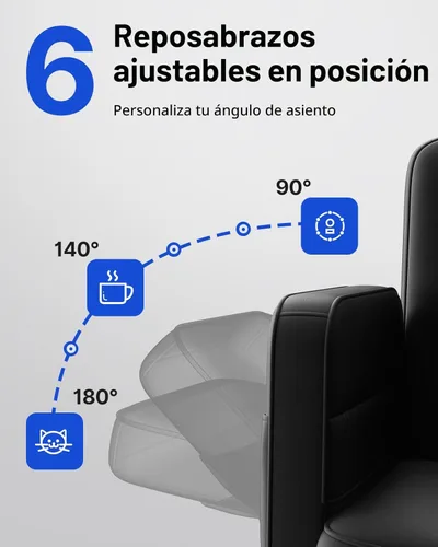 Miniatura 5 de HUANUO Silla cruzada con reposabrazos ajustables de 6 puntos, silla de oficina cruzada apta para mascotas, cómoda silla de pierna cruzada