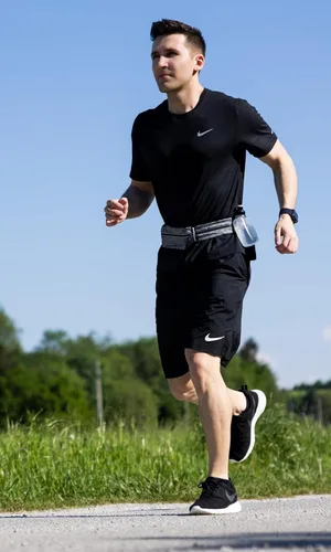 Miniatura 3 de Cinturón de correr Fitgriff® para hombres y mujeres - Bolso de jogging seguro para teléfono, llaves y elementos esenciales - Para todos los Gris 2