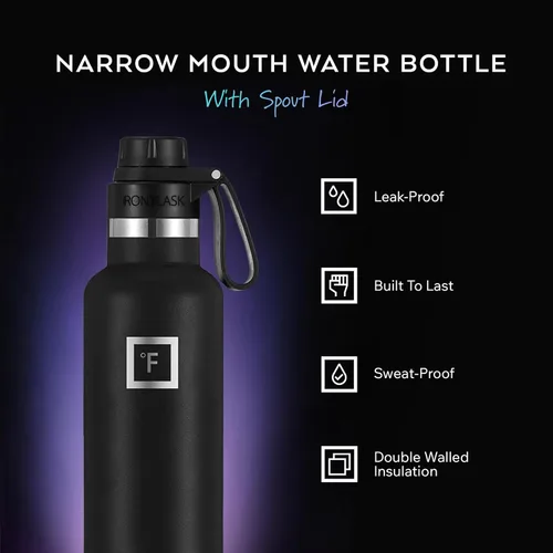 Miniatura 2 de IRON °FLASK Frasco de hidratación para acampar y senderismo con boquilla, botella de agua deportiva de acero inoxidable con aislamiento de boca