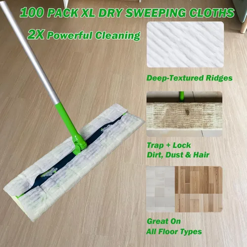 Miniatura 4 de Repuestos de tela de barrido en seco XL para trapeador Swiffer Sweeper XL, almohadillas secas desechables XL, polvo de pelo de mascotas, repuestos