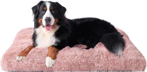 Miniatura 25 de EHEYCIGA Cama Esponjosa para Jaula de Perros Grandes, Almohadilla de Jaula de Piel Sintética Afelpada, Cama Calmante Anti-Ansiedad para Perros Negro