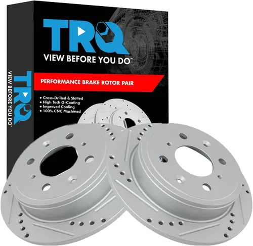 Miniatura 193 de TRQ Juego de rotores de freno de rendimiento trasero con revestimiento G premium compatible con Mazda 6 2014-2021