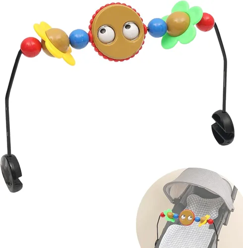 Barra de juguete para mecedora de bebé, juguete con ojos saltones que reproduce música y bolas que hacen sonidos tintineantes, accesorio para
