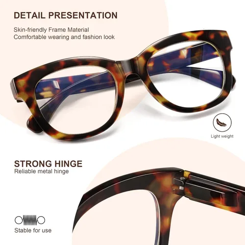 Miniatura 3 de Gafas de Lectura para Mujeres - Gafas de Lectura Oprah de Luz Azul con Bisagra de Resorte, Antirreflejos/Antifatiga para Computadora