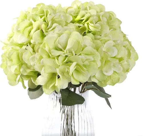 Miniatura 20 de Jim's Cabin Arreglos de hortensias artificiales de seda, 2 ramos con 5 cabezas grandes, ramo de flores falsas para mujeres, dormitorio, boda
