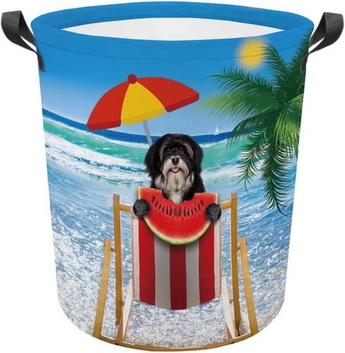 Miniatura 14 de Cesta plegable con estampado de perro, lindo Cavalier King Charles Spaniel Sandía con asa, caja de juguetes, bolsa de almacenamiento