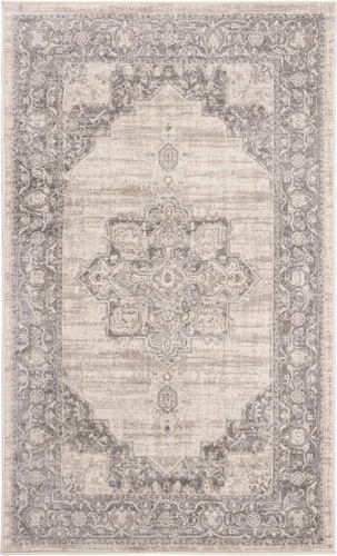 SAFAVIEH Brentwood Collection BNT865B - Alfombra decorativa para sala de estar, dormitorio, no desprende pelusa, 2 pies x 4 pies, color crema y gris