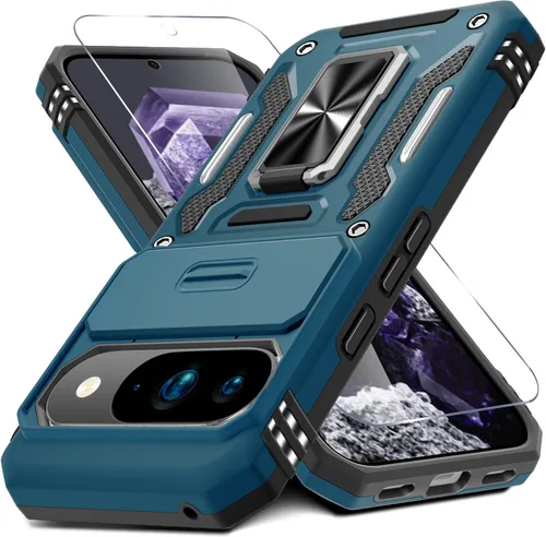 Miniatura 26 de DEERLAMN Funda para Google Pixel 8 con cubierta deslizante para cámara + protector de pantalla (1 paquete), soporte de anillo giratorio grado