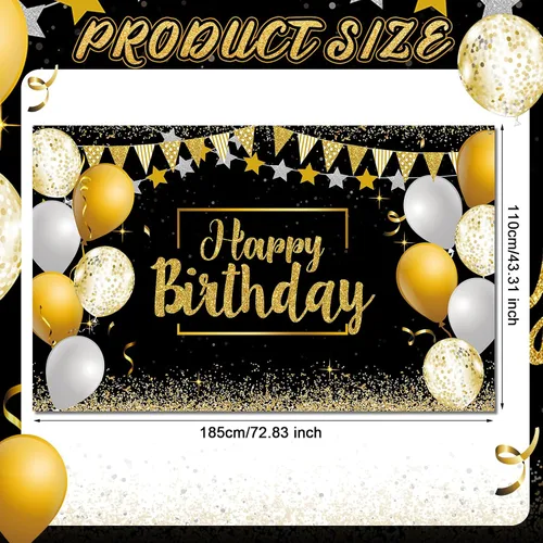 Miniatura 2 de Tatuo Cartel de fondo de decoración de feliz cumpleaños, cartel de fondo de cumpleaños con purpurina, suministros de fiesta, fondo de fotos