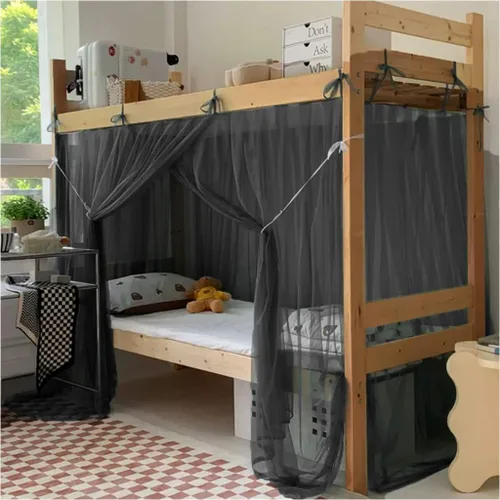 Miniatura 5 de 4 postes esquineros para dormitorio de estudiantes, litera, mosquitera, para cama, cortinas de cama para estudiantes, dormitorio, escuela, Negro