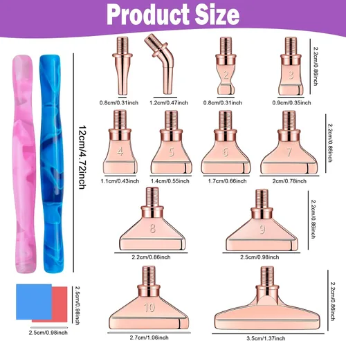Miniatura 8 de Sttargxing Kit de 27 bolígrafos de pintura de diamante, 12 puntas de acero inoxidable con 12 arcilla, accesorios de pintura de diamante 5D, repuesto