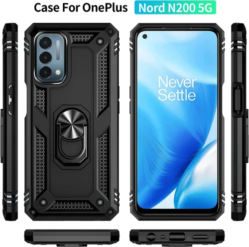 Miniatura 3 de Funda para OnePlus Nord N200 5G, con protector de pantalla, [grado militar] 16 pies, cubierta probada contra caídas con soporte magnético