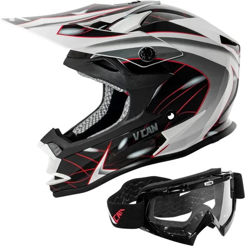 Miniatura 8 de VCAN VX38 Casco para adultos ATV Motocross todoterreno, bicicleta de tierra, motocicleta de descenso con gafa, aprobado por