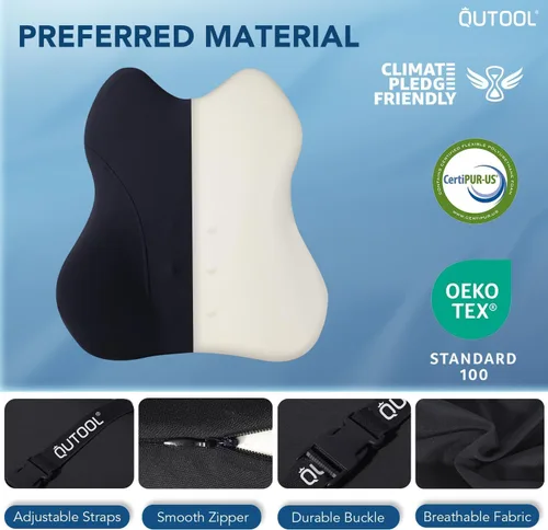 Miniatura 7 de QUTOOL Almohada de Soporte Lumbar para Automóvil, Accesorios de Camión Elementos Esenciales de Viaje, Cojín de Espuma con Memoria para Asiento