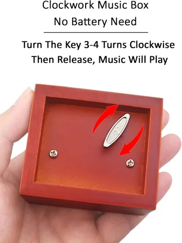 Miniatura 4 de Sinzyo Caja de Música de Madera Tallada de Cuerda Caja Musical Regalo para Navidad, Cumpleaños, Día de San Valentín
