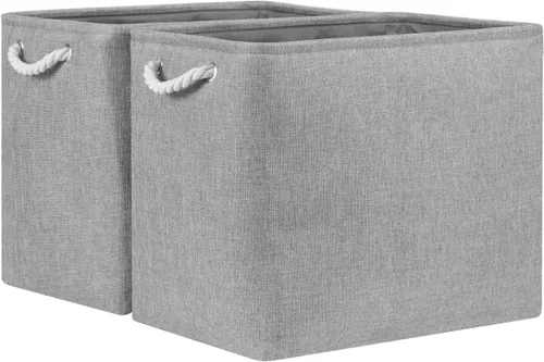 Miniatura 54 de Bidtakay Cestas de almacenamiento de tela con asas [paquete de 2] organizador de lona grande de 16 x 11.8 x 11.8 pulgadas, canastas altas plegables