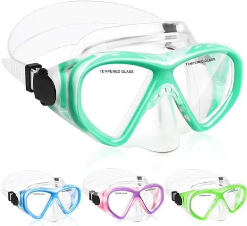 Miniatura 9 de ACQCES Gafas de natación para niños, máscara de buceo para niños y niñas de 5 a 15 años, gafas de natación antivaho de dos colores con cubierta