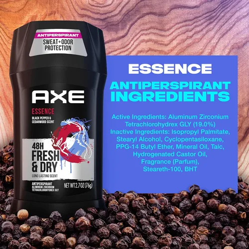 Miniatura 11 de AXE Desodorante antitranspirante para hombres Essence 4 unidades 48H protección contra el sudor y el olor para una frescura duradera, Pimienta negra